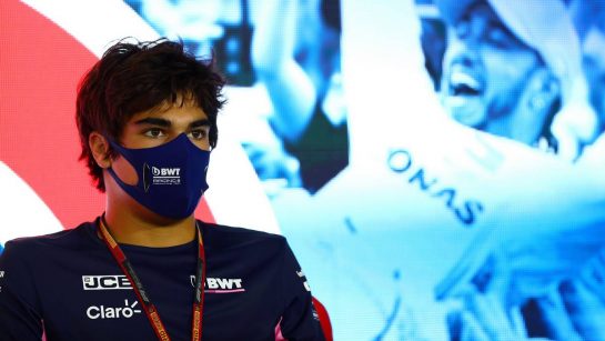 Lance Stroll (CDN) Racing Point F1 Team in the FIA Press Conference.
30.07.2020. Formula 1 World Championship, Rd 4, British Grand Prix, Silverstone, England, Preparation Day.
- www.xpbimages.com, EMail: requests@xpbimages.com - copy of publication required for printed pictures. Every used picture is fee-liable. © Copyright: FIA Pool Image for Editorial Use Only