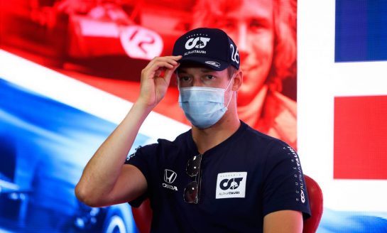 Daniil Kvyat (RUS) AlphaTauri in the FIA Press Conference.
30.07.2020. Formula 1 World Championship, Rd 4, British Grand Prix, Silverstone, England, Preparation Day.
- www.xpbimages.com, EMail: requests@xpbimages.com - copy of publication required for printed pictures. Every used picture is fee-liable. © Copyright: FIA Pool Image for Editorial Use Only