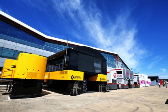 Renault F1 Team trucks in the paddock.
30.07.2020. Formula 1 World Championship, Rd 4, British Grand Prix, Silverstone, England, Preparation Day.
- www.xpbimages.com, EMail: requests@xpbimages.com © Copyright: Moy / XPB Images