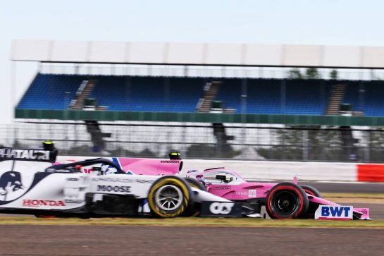 Lance Stroll (CDN) Racing Point F1 Team RP20 and Pierre Gasly (FRA) AlphaTauri AT01.
07.08.2020. Formula 1 World Championship, Rd 5, 70th Anniversary Grand Prix, Silverstone, England, Practice Day.
- www.xpbimages.com, EMail: requests@xpbimages.com © Copyright: Batchelor / XPB Images