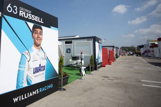 Paddock atmosphere - Williams Racing cabins.
13.08.2020. Formula 1 World Championship, Rd 6, Spanish Grand Prix, Barcelona, Spain, Preparation Day.
- www.xpbimages.com, EMail: requests@xpbimages.com © Copyright: Bearne / XPB Images