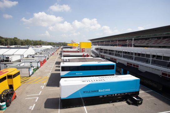 Paddock atmosphere - Williams Racing trucks.
13.08.2020. Formula 1 World Championship, Rd 6, Spanish Grand Prix, Barcelona, Spain, Preparation Day.
- www.xpbimages.com, EMail: requests@xpbimages.com © Copyright: Bearne / XPB Images
