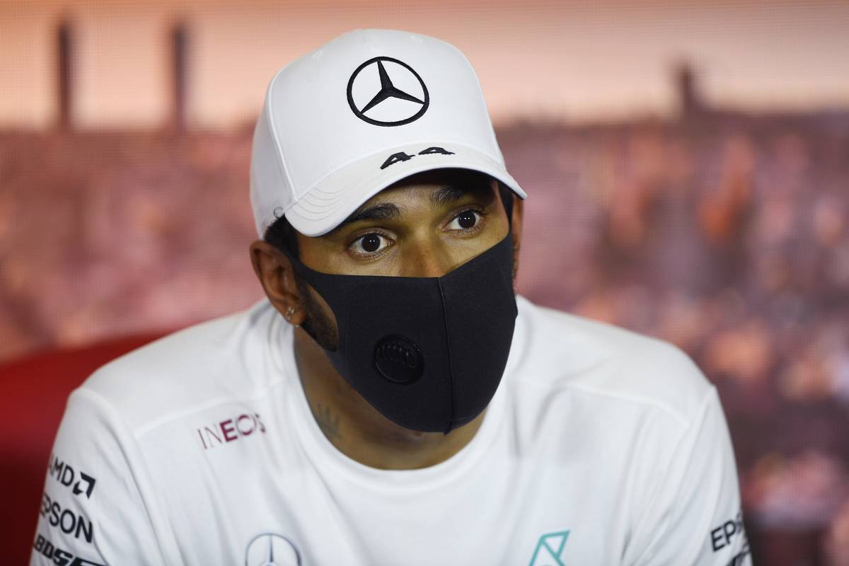 Lewis Hamilton (GBR) Mercedes AMG F1 in the post qualifying FIA Press Conference.