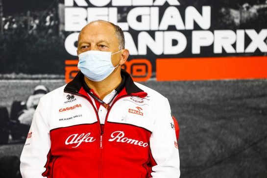 Frederic Vasseur (FRA) Alfa Romeo Racing Team Principal in the FIA Press Conference.
28.08.2020. Formula 1 World Championship, Rd 7, Belgian Grand Prix, Spa Francorchamps, Belgium, Practice Day.
- www.xpbimages.com, EMail: requests@xpbimages.com - copy of publication required for printed pictures. Every used picture is fee-liable. © Copyright: FIA Pool Image for Editorial Use Only