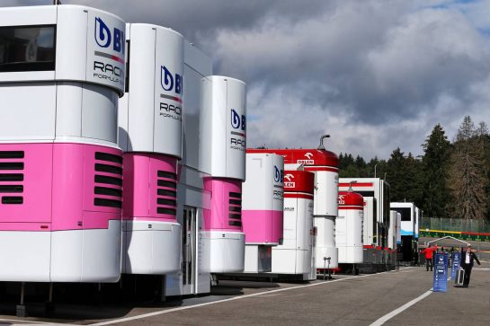 Paddock atmosphere - Racing Point F1 Team trucks in the paddock.
29.08.2020. Formula 1 World Championship, Rd 7, Belgian Grand Prix, Spa Francorchamps, Belgium, Qualifying Day.
- www.xpbimages.com, EMail: requests@xpbimages.com © Copyright: Moy / XPB Images