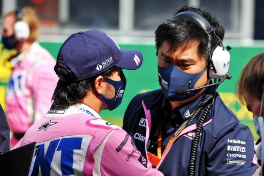 Sergio Perez (MEX) Racing Point F1 Team with Jun Matsuzaki (JPN) Racing Point F1 Team Senior Tyre Engineer on the grid.
30.08.2020. Formula 1 World Championship, Rd 7, Belgian Grand Prix, Spa Francorchamps, Belgium, Race Day.
- www.xpbimages.com, EMail: requests@xpbimages.com © Copyright: Batchelor / XPB Images
