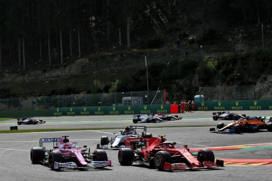 Sergio Perez (MEX) Racing Point F1 Team RP19 and Charles Leclerc (MON) Ferrari SF1000 battle for position.
30.08.2020. Formula 1 World Championship, Rd 7, Belgian Grand Prix, Spa Francorchamps, Belgium, Race Day.
- www.xpbimages.com, EMail: requests@xpbimages.com © Copyright: Batchelor / XPB Images