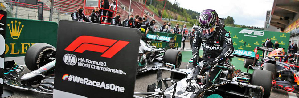 Race winner Lewis Hamilton (GBR) Mercedes AMG F1 W11 in parc ferme. 30.08.2020.