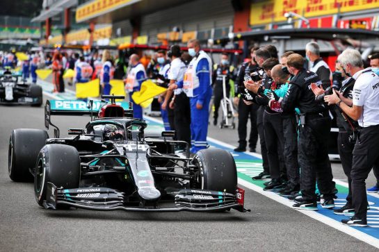 Race winner Lewis Hamilton (GBR) Mercedes AMG F1 W11 enters parc ferme.
30.08.2020. Formula 1 World Championship, Rd 7, Belgian Grand Prix, Spa Francorchamps, Belgium, Race Day.
- www.xpbimages.com, EMail: requests@xpbimages.com © Copyright: Batchelor / XPB Images