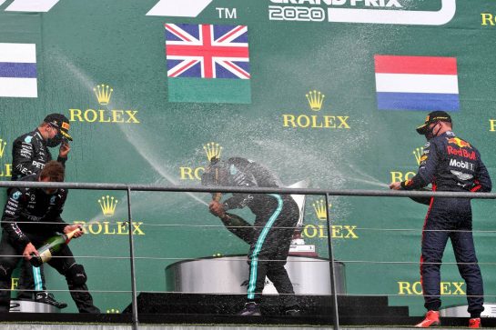 The podium (L to R): Valtteri Bottas (FIN) Mercedes AMG F1, second; Lewis Hamilton (GBR) Mercedes AMG F1, race winner; Max Verstappen (NLD) Red Bull Racing, third.
30.08.2020. Formula 1 World Championship, Rd 7, Belgian Grand Prix, Spa Francorchamps, Belgium, Race Day.
- www.xpbimages.com, EMail: requests@xpbimages.com © Copyright: Batchelor / XPB Images