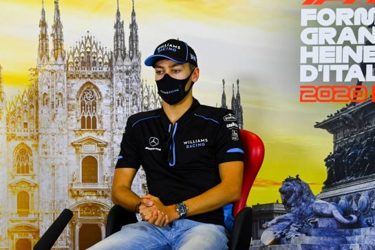 George Russell (GBR) Williams Racing in the FIA Press Conference.
03.09.2020. Formula 1 World Championship, Rd 8, Italian Grand Prix, Monza, Italy, Preparation Day.
- www.xpbimages.com, EMail: requests@xpbimages.com - copy of publication required for printed pictures. Every used picture is fee-liable. © Copyright: FIA Pool Image for Editorial Use Only