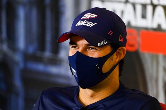 Sergio Perez (MEX) Racing Point F1 Team in the FIA Press Conference.
03.09.2020. Formula 1 World Championship, Rd 8, Italian Grand Prix, Monza, Italy, Preparation Day.
- www.xpbimages.com, EMail: requests@xpbimages.com - copy of publication required for printed pictures. Every used picture is fee-liable. © Copyright: FIA Pool Image for Editorial Use Only