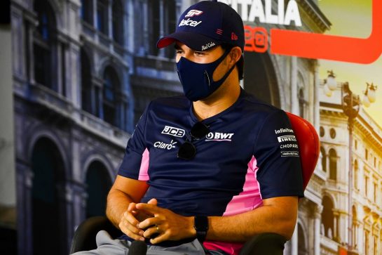 Sergio Perez (MEX) Racing Point F1 Team in the FIA Press Conference.
03.09.2020. Formula 1 World Championship, Rd 8, Italian Grand Prix, Monza, Italy, Preparation Day.
- www.xpbimages.com, EMail: requests@xpbimages.com - copy of publication required for printed pictures. Every used picture is fee-liable. © Copyright: FIA Pool Image for Editorial Use Only