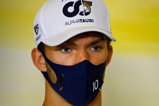 Pierre Gasly (FRA) AlphaTauri in the FIA Press Conference.
03.09.2020. Formula 1 World Championship, Rd 8, Italian Grand Prix, Monza, Italy, Preparation Day.
- www.xpbimages.com, EMail: requests@xpbimages.com - copy of publication required for printed pictures. Every used picture is fee-liable. © Copyright: FIA Pool Image for Editorial Use Only