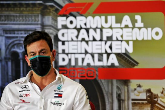 Toto Wolff (GER) Mercedes AMG F1 Shareholder and Executive Director in the FIA Press Conference.
04.09.2020. Formula 1 World Championship, Rd 8, Italian Grand Prix, Monza, Italy, Practice Day.
- www.xpbimages.com, EMail: requests@xpbimages.com © Copyright: Batchelor / XPB Images