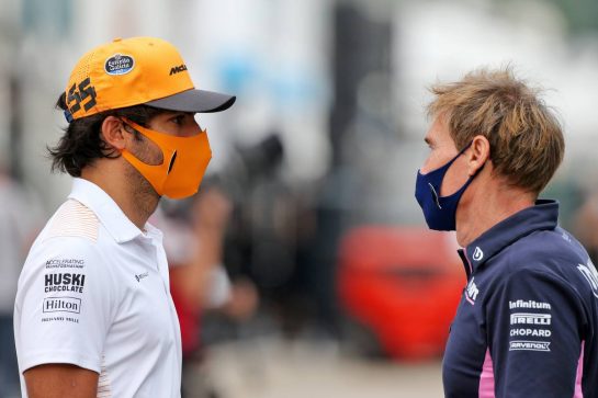 (L to R): Carlos Sainz Jr (ESP) McLaren with Xavi Martos (ESP) Racing Point F1 Team Physio.
10.09.2020. Formula 1 World Championship, Rd 9, Tuscan Grand Prix, Mugello, Italy, Preparation Day.
- www.xpbimages.com, EMail: requests@xpbimages.com © Copyright: Moy / XPB Images