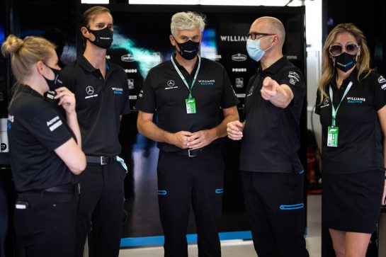 (L to R): James Matthews (GBR) Eden Rock Group CEO - Williams Racing Director; Matthew Savage, Dorilton Capital Chairman - Williams Racing Director; Simon Roberts (GBR) Williams Racing F1 Acting Team Principal; Stephanie Dattilo (USA) Dorilton Capital Chief Legal Officer and Group General Counsel - Williams Racing Director.
12.09.2020. Formula 1 World Championship, Rd 9, Tuscan Grand Prix, Mugello, Italy, Qualifying Day.
- www.xpbimages.com, EMail: requests@xpbimages.com © Copyright: Bearne / XPB Images