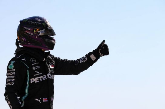 Pole sitter Lewis Hamilton (GBR) Mercedes AMG F1 celebrates in qualifying parc ferme.
12.09.2020. Formula 1 World Championship, Rd 9, Tuscan Grand Prix, Mugello, Italy, Qualifying Day.
- www.xpbimages.com, EMail: requests@xpbimages.com © Copyright: Batchelor / XPB Images