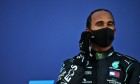 Third placed Lewis Hamilton (GBR) Mercedes AMG F1 on the podium.