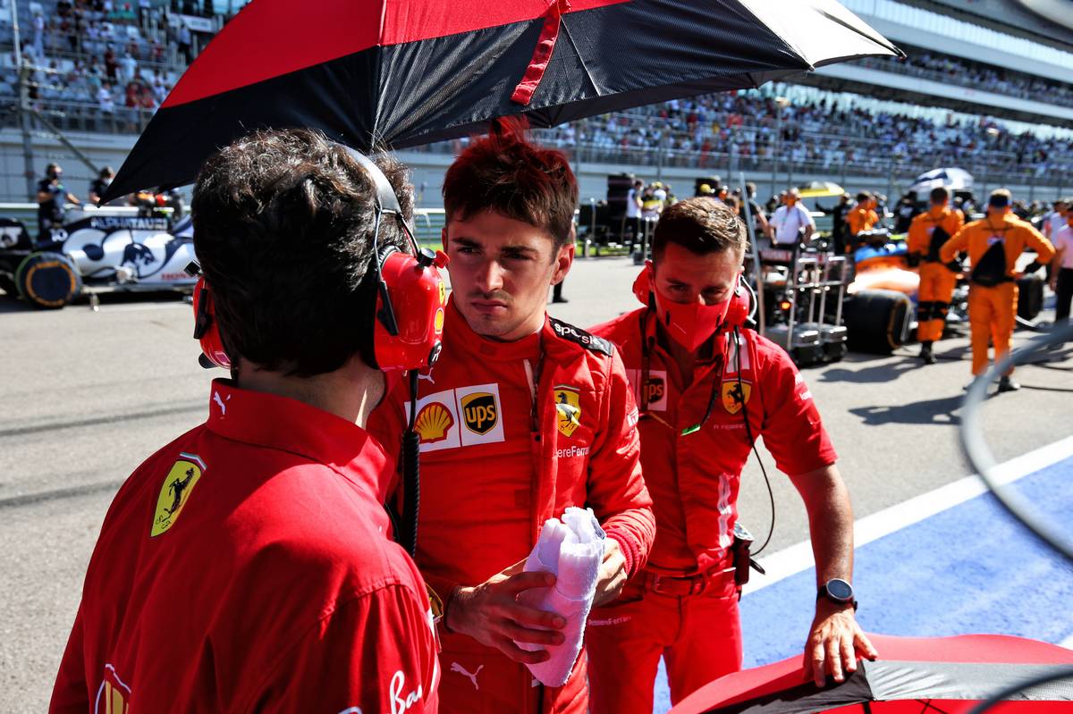 Charles Leclerc (MON) Ferrari on the grid.