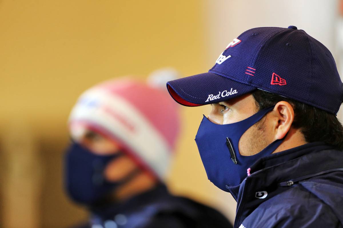 Sergio Perez (MEX) Racing Point F1 Team in the FIA Press Conference.