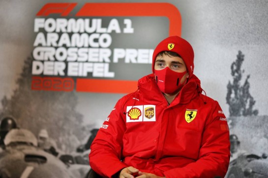 Charles Leclerc (MON) Ferrari in the FIA Press Conference.
08.10.2020. Formula 1 World Championship, Rd 11, Eifel Grand Prix, Nurbugring, Germany, Preparation Day.
- www.xpbimages.com, EMail: requests@xpbimages.com © Copyright: Charniaux / XPB Images