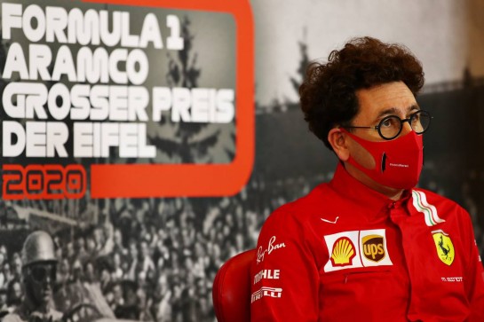 Mattia Binotto (ITA) Ferrari Team Principal in the FIA Press Conference.
09.10.2020. Formula 1 World Championship, Rd 11, Eifel Grand Prix, Nurbugring, Germany, Practice Day.
- www.xpbimages.com, EMail: requests@xpbimages.com © Copyright: FIA Pool Image for Editorial Use Only
