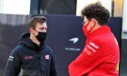 Callum Ilott (GBR) Haas F1 Team Test Driver with Mattia Binotto (ITA) Ferrari Team Principal.
