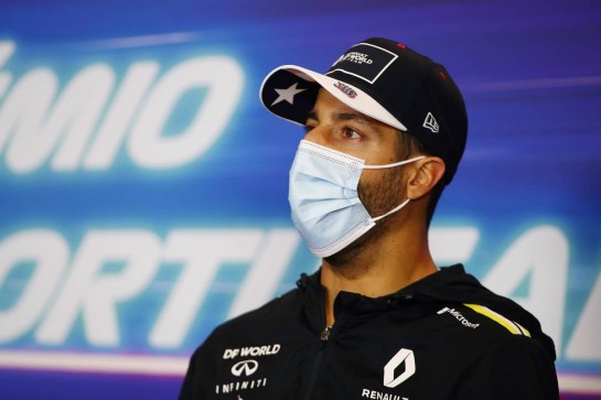 Daniel Ricciardo (AUS) Renault F1 Team in the FIA Press Conference.
22.10.2020. Formula 1 World Championship, Rd 12, Portuguese Grand Prix, Portimao, Portugal, Preparation Day.
- www.xpbimages.com, EMail: requests@xpbimages.com © Copyright: FIA Pool Image for Editorial Use Only