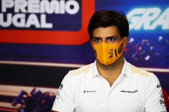 Carlos Sainz Jr (ESP) McLaren in the FIA Press Conference.
22.10.2020. Formula 1 World Championship, Rd 12, Portuguese Grand Prix, Portimao, Portugal, Preparation Day.
- www.xpbimages.com, EMail: requests@xpbimages.com © Copyright: FIA Pool Image for Editorial Use Only