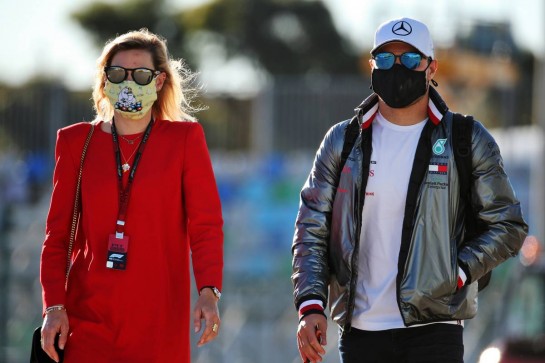 (L to R): Tiffany Cromwell (AUS) Professional Cyclist with boyfriend Valtteri Bottas (FIN) Mercedes AMG F1.
24.10.2020. Formula 1 World Championship, Rd 12, Portuguese Grand Prix, Portimao, Portugal, Qualifying Day.
- www.xpbimages.com, EMail: requests@xpbimages.com © Copyright: Batchelor / XPB Images