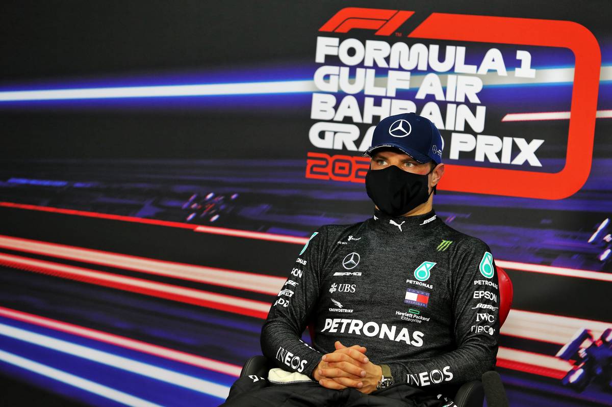Valtteri Bottas (FIN) Mercedes AMG F1 in the post qualifying FIA Press Conference. 28.11.2020. Formula 1 World Championship, Rd 15, Bahrain Grand Prix