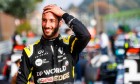 Daniel Ricciardo (AUS) Renault F1 Team celebrates his third position in parc ferme.
