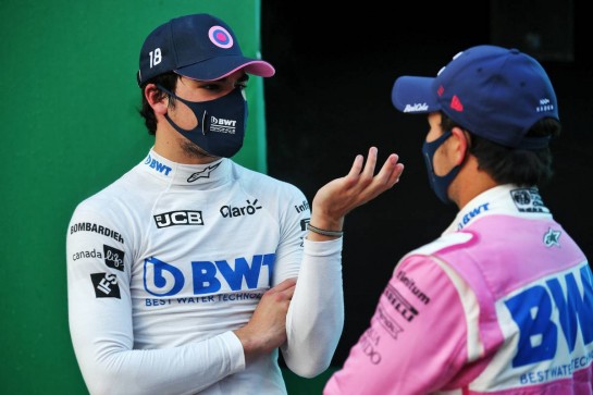 Pole sitter Lance Stroll (CDN) Racing Point F1 Team in qualifying parc ferme with third placed team mate Sergio Perez (MEX) Racing Point F1 Team.
14.11.2020. Formula 1 World Championship, Rd 14, Turkish Grand Prix, Istanbul, Turkey, Qualifying Day.
- www.xpbimages.com, EMail: requests@xpbimages.com © Copyright: Batchelor / XPB Images