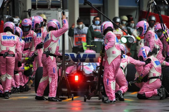 Lance Stroll (CDN) Racing Point F1 Team RP20 makes a pit stop.
15.11.2020. Formula 1 World Championship, Rd 14, Turkish Grand Prix, Istanbul, Turkey, Race Day.
- www.xpbimages.com, EMail: requests@xpbimages.com © Copyright: Charniaux / XPB Images