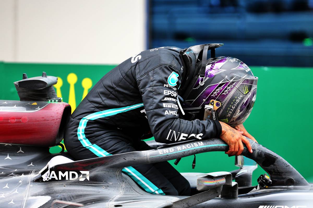Race winner Lewis Hamilton (GBR) Mercedes AMG F1 celebrates his World Championship in parc ferme.