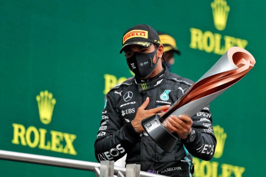 Race winner and World Champion Lewis Hamilton (GBR) Mercedes AMG F1 celebrates on the podium.
15.11.2020. Formula 1 World Championship, Rd 14, Turkish Grand Prix, Istanbul, Turkey, Race Day.
- www.xpbimages.com, EMail: requests@xpbimages.com © Copyright: Staley / XPB Images