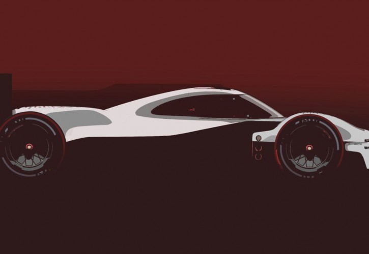 Teaser image of the 2023 Porsche Motorsport LMDh prototype concept.