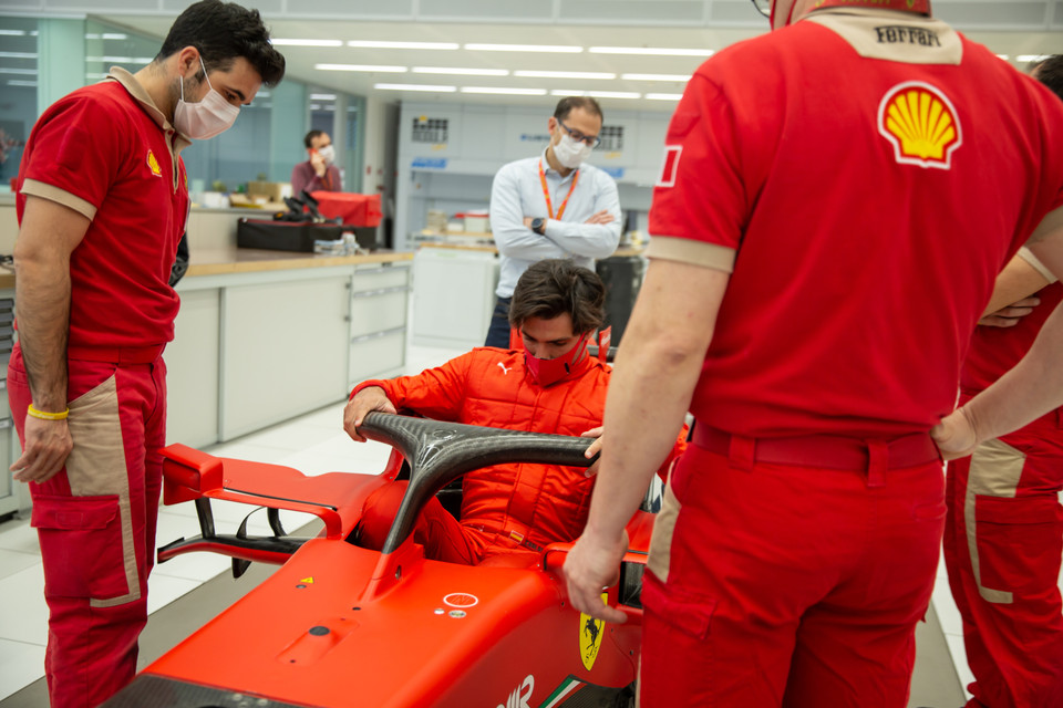 Carlos Sainz at Maranello for initial seat fitting - December 2020. 