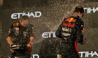 Race winner Max Verstappen (NLD) Red Bull Racing celebrates on the podium with Paul Monaghan (GBR) Red Bull Racing Chief Engineer. 13.12.2020. Formula 1 World Championship, Rd 17, Abu Dhabi Grand Prix