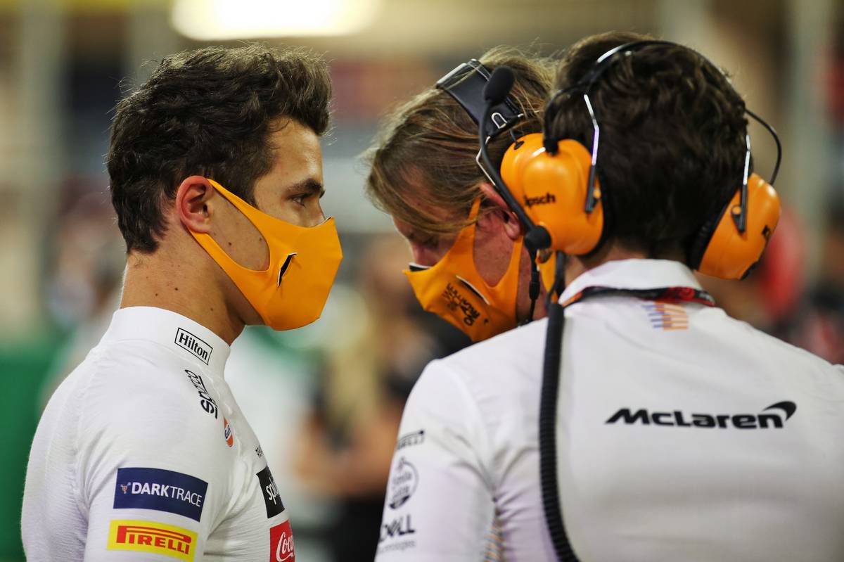 Lando Norris (GBR) McLaren on the grid. 06.12.2020. Formula 1 World Championship, Rd 16, Sakhir Grand Pri