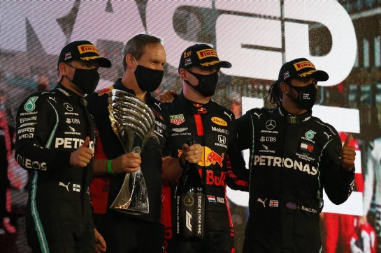 1st place Max Verstappen (NLD) Red Bull Racing RB16, 2nd place Valtteri Bottas (FIN) Mercedes AMG F1 W11, 3rd place Lewis Hamilton (GBR) Mercedes AMG F1 W11.
13.12.2020. Formula 1 World Championship, Rd 17, Abu Dhabi Grand Prix, Yas Marina Circuit, Abu Dhabi, Race Day.
- www.xpbimages.com, EMail: requests@xpbimages.com © Copyright: Batchelor / XPB Images