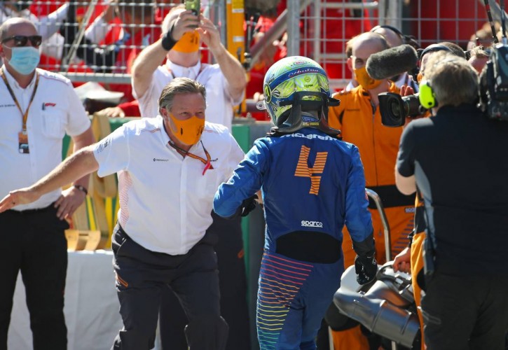 Zak Brown (USA), McLaren F1 Team Executive Director and Lando Norris (GBR), McLaren F1 Team 05.07.2020. Formula 1 World Championship, Rd 1, Austrian Grand Prix