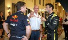 Christian Horner (GBR) Red Bull Racing Team Principal with Dr Helmut Marko (AUT) Red Bull Motorsport Consultant and Daniel Ricciardo (AUS) Renault F1 Team. 30.11.2019. Formula 1 World Championship, Rd 21, Abu Dhabi Grand Prix