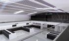 Digital image of the new race bays at Mercedes' Brackley headquarters.