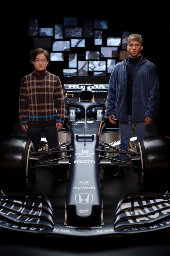 Yuki Tsunoda of Japan and Pierre Gasly of France seen during the Suderia AlphaTauri AT02 Livery Reveal 2021 - Fashion meets Formula 1 in Salzburg, Austria on February 15, 2021. // Joerg Mitter / Red Bull Content Pool // SI202102180140 // Usage for editorial use only //