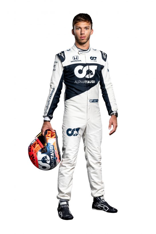 Pierre Gasly of France poses for a photograph during the Suderia AlphaTauri AT02 Livery Reveal 2021 - Fashion meets Formula 1 in Salzburg, Austria on February 15, 2021.EDITORâS NOTE - Item/s removed in post-processing. Original photograph available upon request. // Joerg Mitter / Red Bull Content Pool // SI202102190110 // Usage for editorial use only //