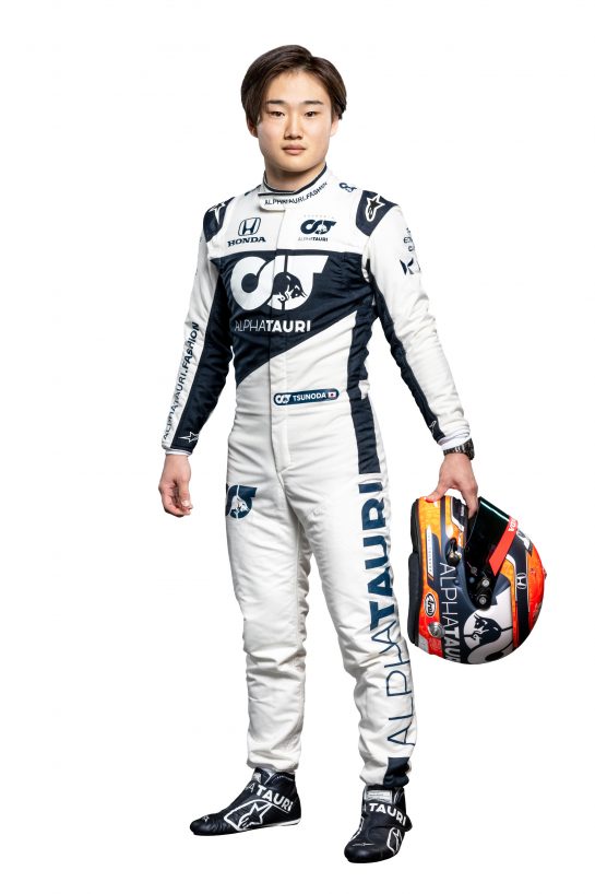 Yuki Tsunoda of Japan poses for a photograph during the Suderia AlphaTauri AT02 Livery Reveal 2021 - Fashion meets Formula 1 in Salzburg, Austria on February 15, 2021.EDITORâS NOTE - Item/s removed in post-processing. Original photograph available upon request. // Joerg Mitter / Red Bull Content Pool // SI202102190124 // Usage for editorial use only //