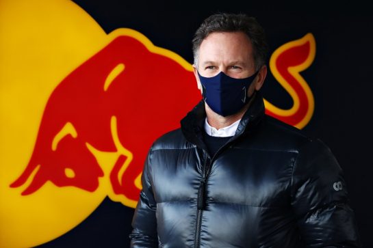NORTHAMPTON, ENGLAND - FEBRUARY 24: Red Bull Racing Team Principal Christian Horner looks on in the garage during the Red Bull Racing Filming Day at Silverstone on February 24, 2021 in Northampton, England. (Photo by Mark Thompson/Getty Images for Red Bull Racing) // Getty Images / Red Bull Content Pool // SI202102240178 // Usage for editorial use only //