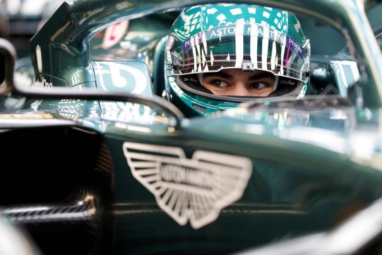 Lance Stroll, Aston Martin AMR21 sits in his car